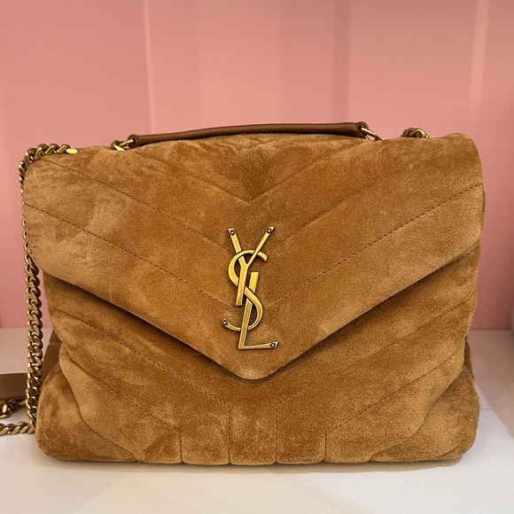 AUTHENTIC Yves Saint Laurent Brown Suede Shoulder Bag - Picture 1 of 16